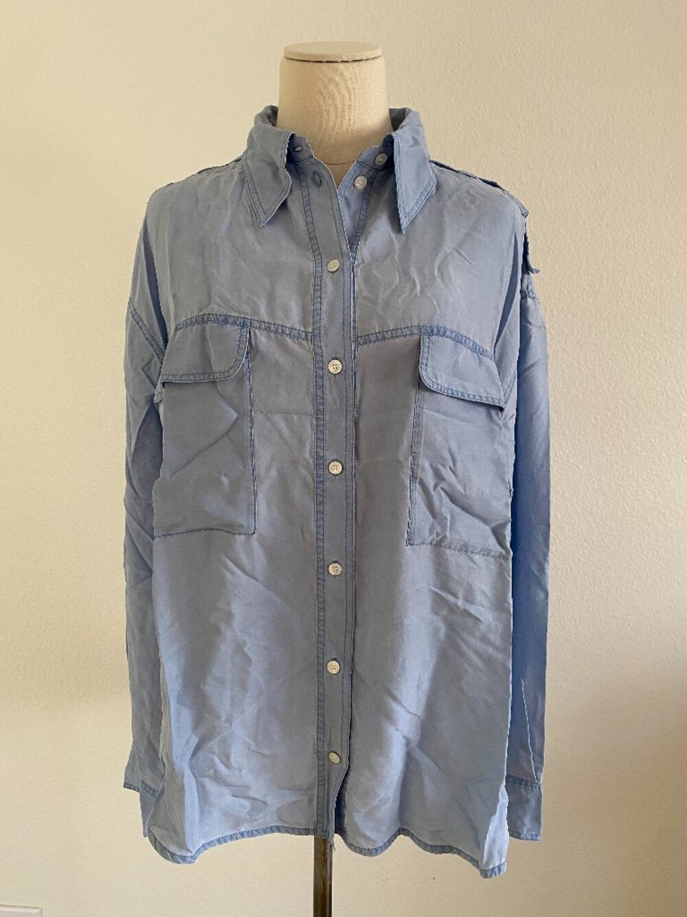 NWT Stella McCartney Lina Button Down Silk Shirt - IT46/US12/L